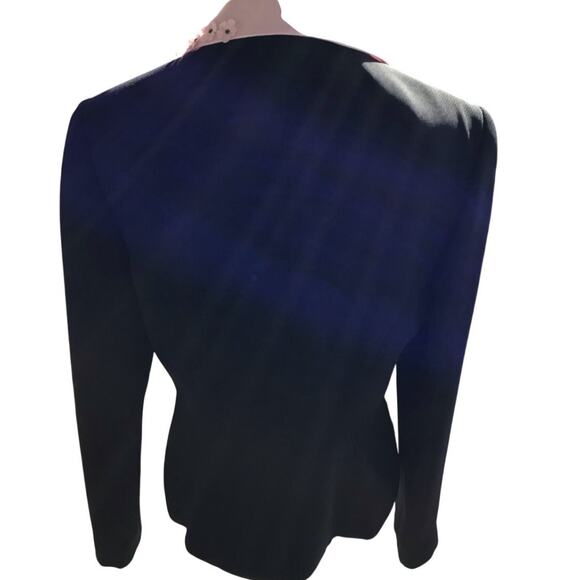 Talbots Black/Pink, Silk Like, Open, Flower Collared Detailed, Lined, Blazer- 12 - Picture 2 of 8